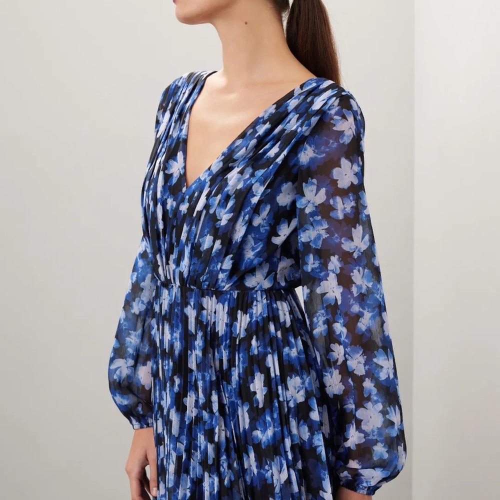 ML Monique Lhuillier Melanie Dress – Size 4 | Elegant Floral Chiffon Gown